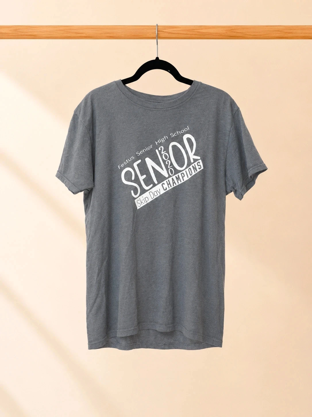 T-shirt gris Senior 2020 Skip Day Champions USA homme M vintage
